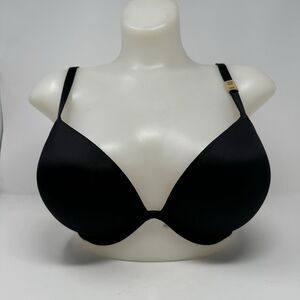 PINK Victoria's Secret Black Script 36D Wear Everywhere Super Push Up Bra